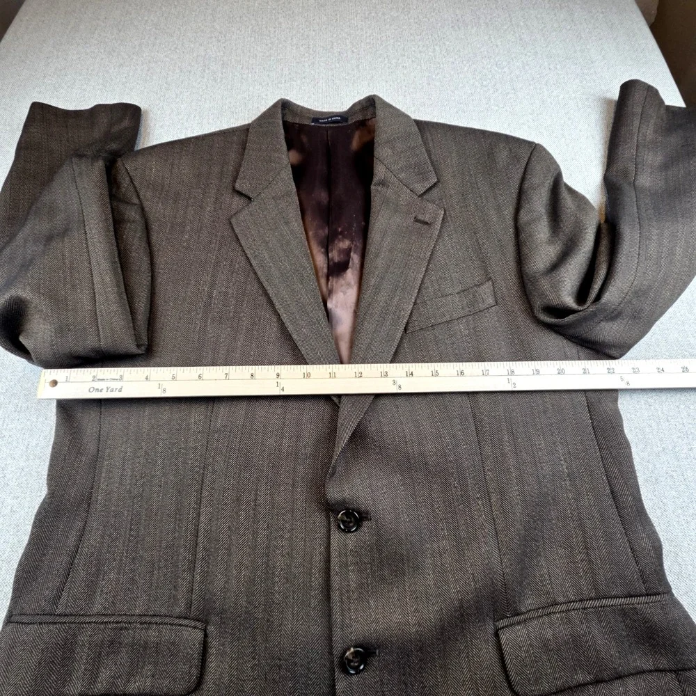 Ralph Lauren Made For Dillard's Brown Herringbone Blazer Jacket‎ Men's 44R Wool